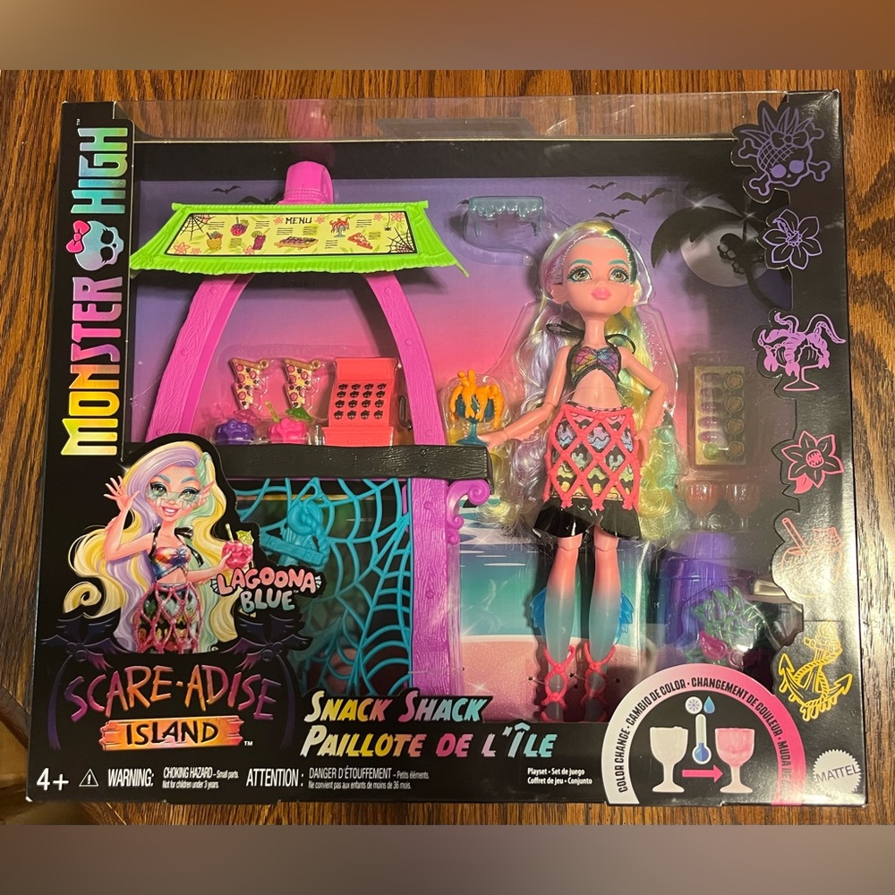 Monster High Scare-Adise Island - Lagoona Blue Doll & Snack Shack Playset - NEW